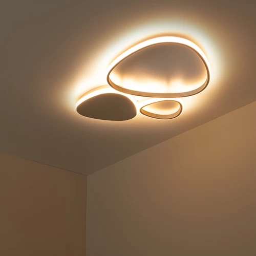 Lucide SAMLING - Flush ceiling light - LED Dim. - CCT - 1x30W 2700K/4000K - Taupe - atmosphere 1